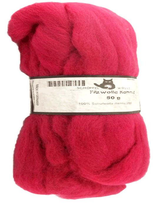 Filzwolle Kammzug Uni - Blaßlila Fuchsia - Farbe 2681