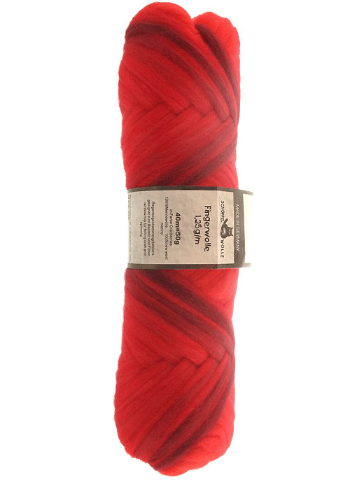 Filzwolle Fingerwolle Regenbogenkammzug - Cranberries - Farbe 1874ombre