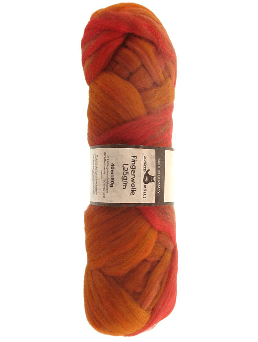 Filzwolle Fingerwolle Regenbogenkammzug - Gebrannte Mandeln - Farbe 1874ombre